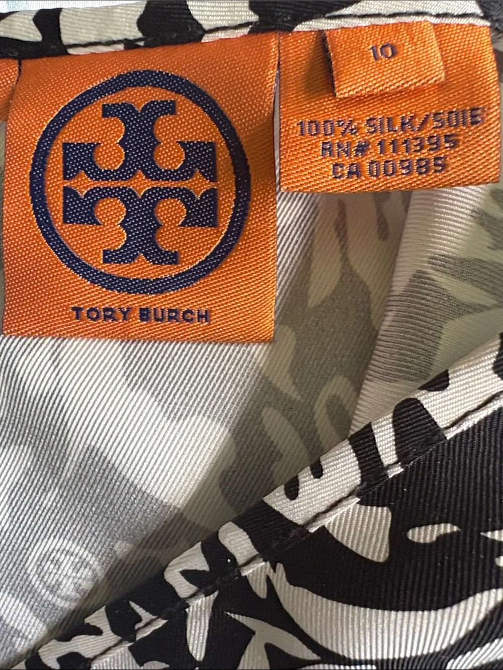 Tory Burch Abstract Print Sleeveless Silk Top Size 10